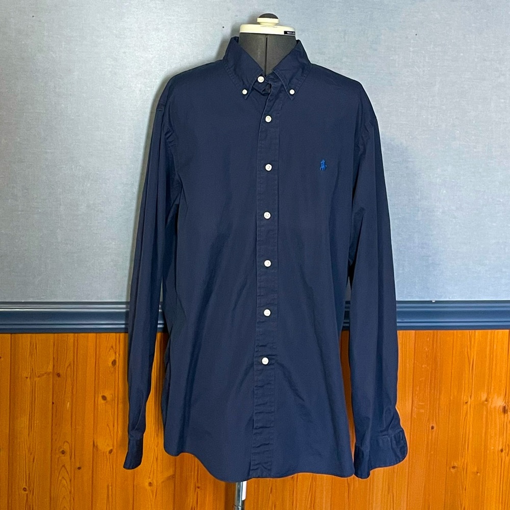 Ralph Lauren navy button down shirt XL
